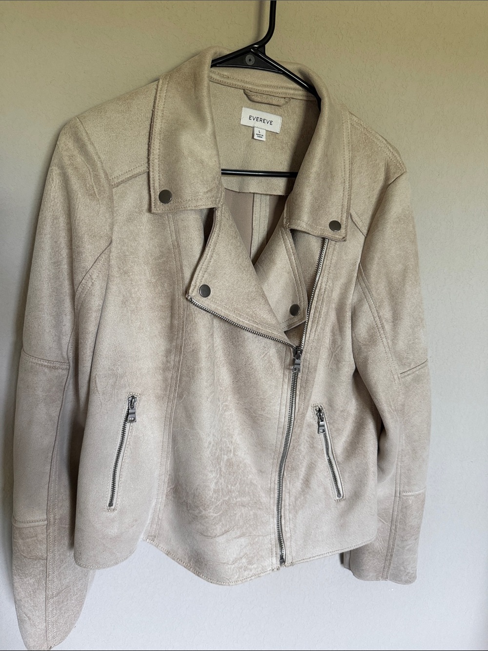 Evereve Beige “Suede” Moto Jacket